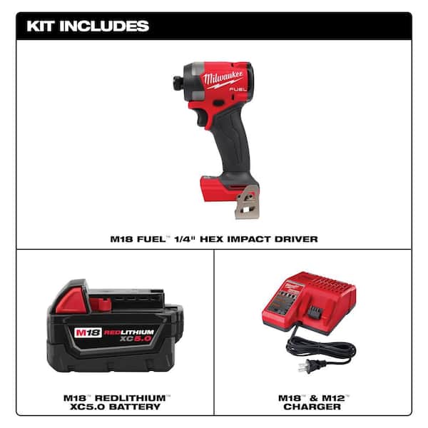 M18 FUEL 18V Lith-Ion Brushless Cordless 1/4 in. Hex Impact Driver w/ (2) Battery & Charger Kit