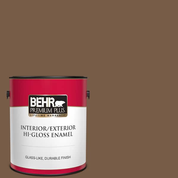 BEHR PREMIUM PLUS 1 gal. #N250-7 Mission Brown Hi-Gloss Enamel  Interior/Exterior Paint 830001 - The Home Depot