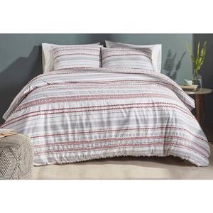 Diana Stripe 2-Piece Blush Twin Striped Design 100% Cotton Comforter Set