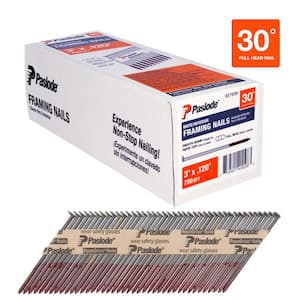 3 in. x 0.120 Round Drive 30-Degree Brite Steel Smooth Shank Paper Tape Framing Nails (750 per Box )