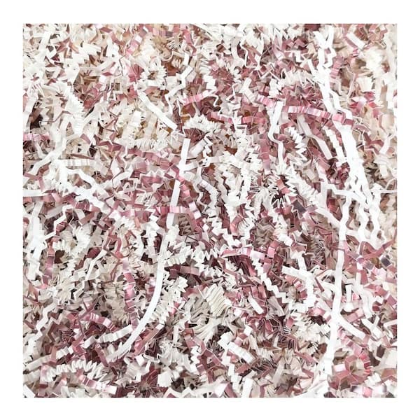 1/2 lb. Metallic Pink and White Crinkle Paper Filler Gift Wrap Box Filler for Decoration and Art Projects