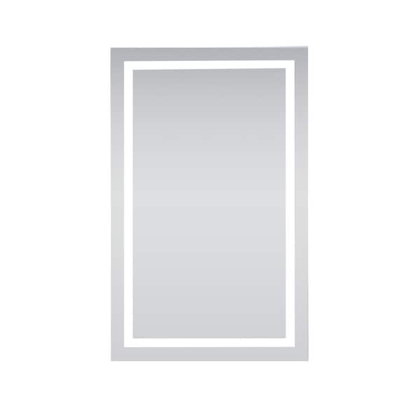 Unbranded Timeless 32 in. W x 48 in. H Framed Rectangular LED Light Bathroom Vanity Mirror in Silver