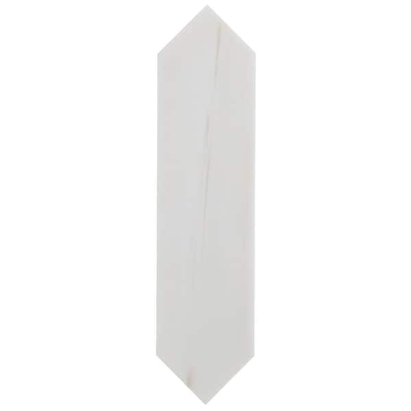 Ivy Hill Tile Bianco Dolomite White 2.95 in. x 0.37 in. Picket Polished Marble Floor and Wall Tile Sample