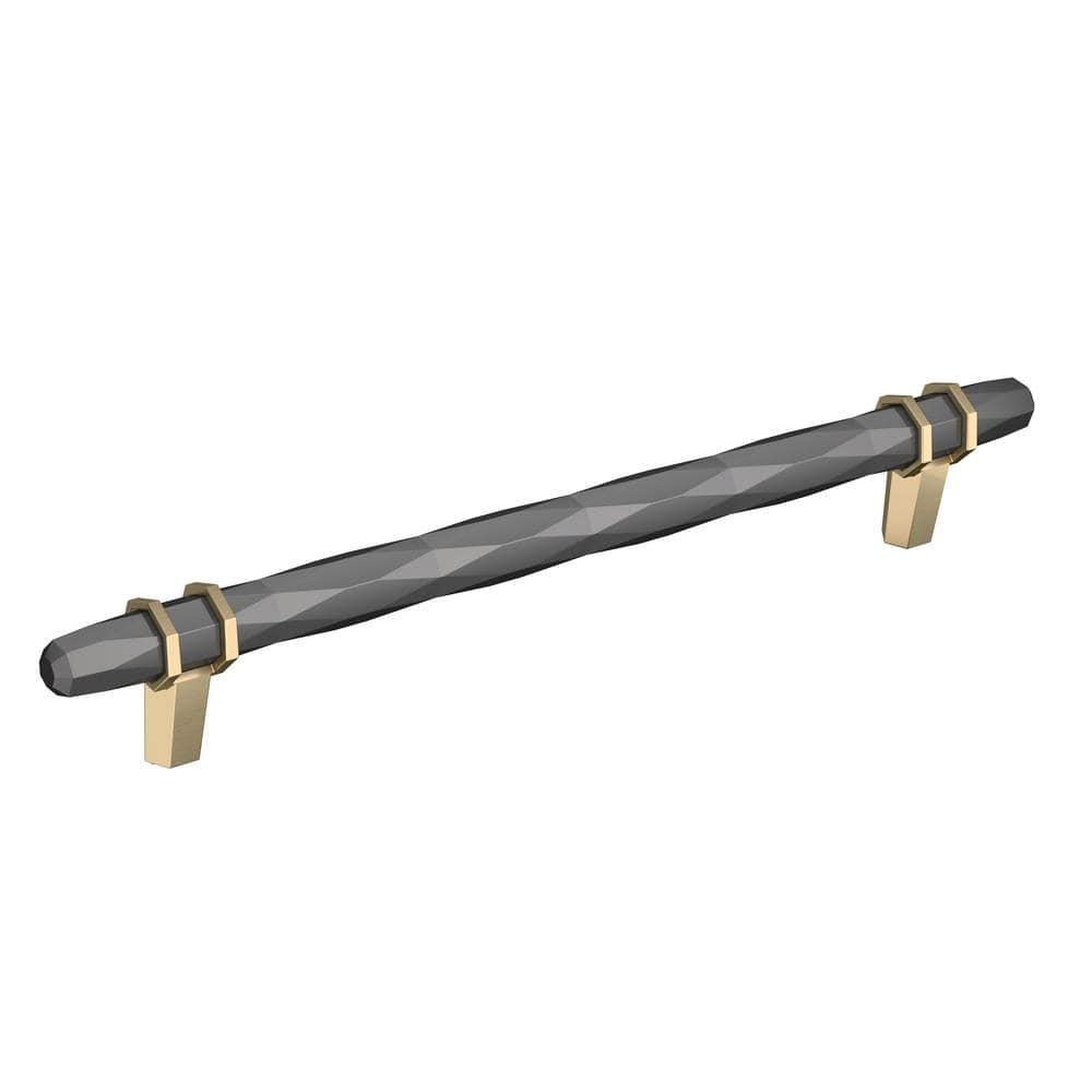 London 8 in. (203mm) Modern Black Chrome/Golden Champagne Bar Cabinet Pull