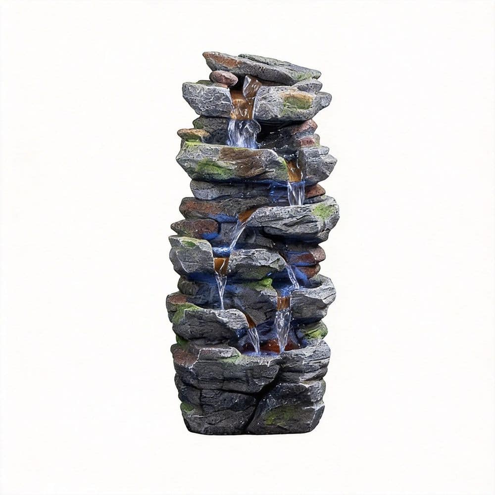 23.6 in.  Polyresin Cascading Waterfall Fountain with LED Lights price history on PriceWatchPro