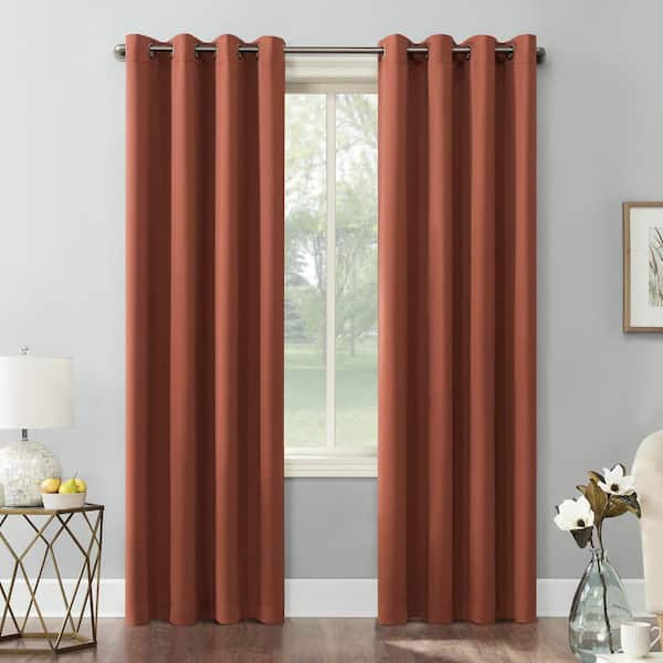Saxon Energy Saving Terracotta Red Polyester 54 in. W x 84 in. L Grommet Blackout Curtain (Single Panel)