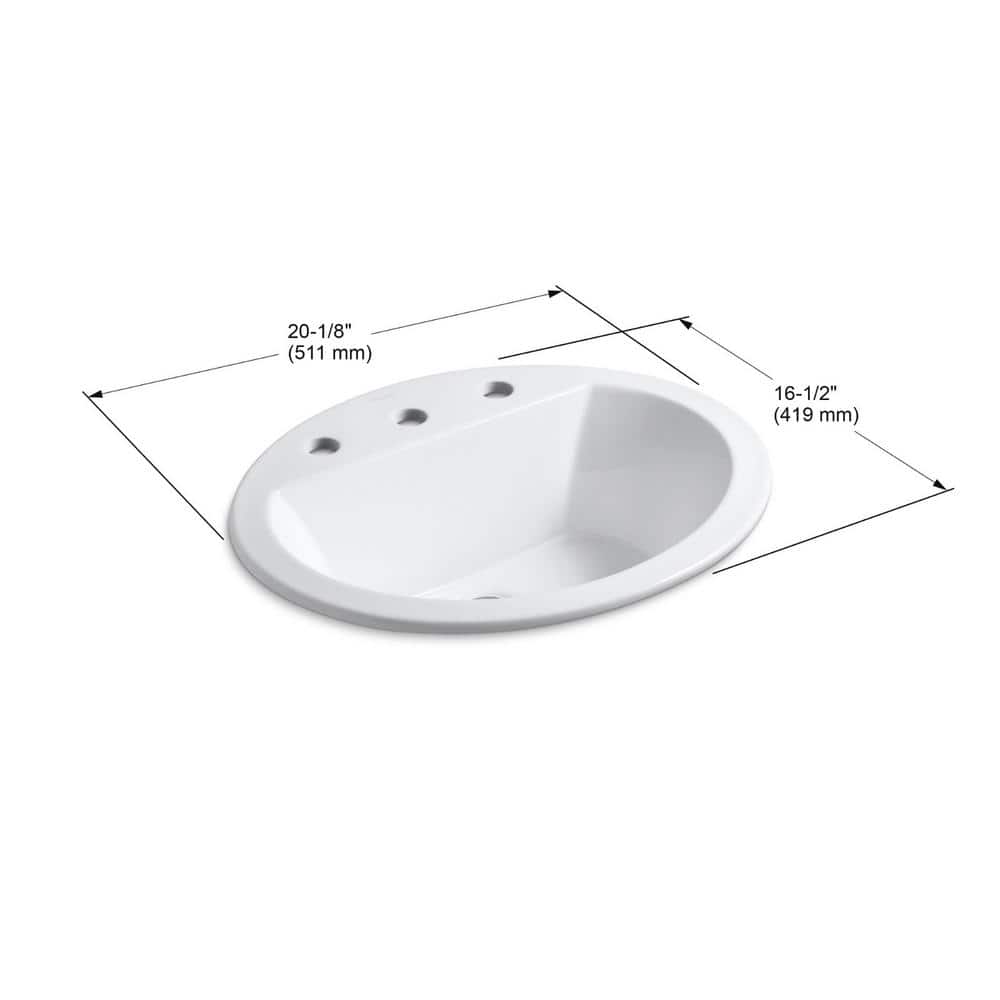 Bryant 20'' White Ceramic Oval Bathroom Sink with Overflow