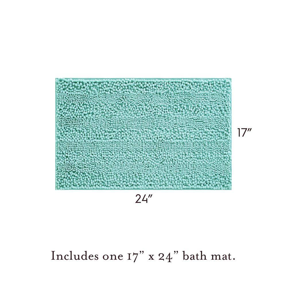 Aqua Chenille Non-Slip Polyester Bath Mat 17" x 24"