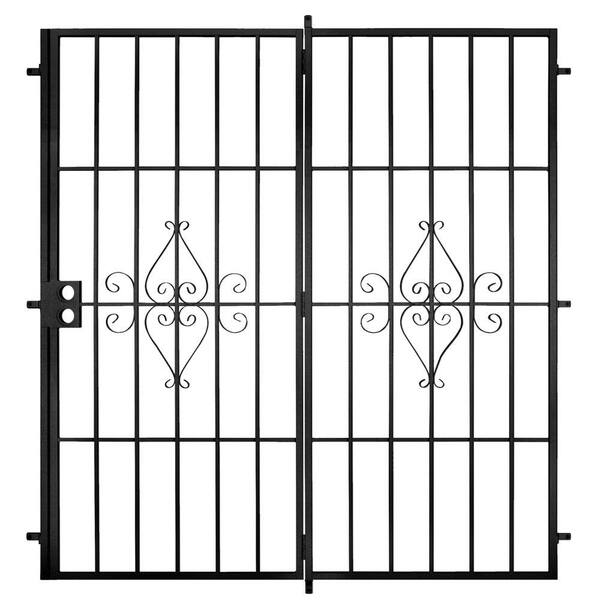 Unique Home Designs 60 in. x 80 in. Su Casa Black Projection Mount Outswing Steel Patio Security Door with No Screen