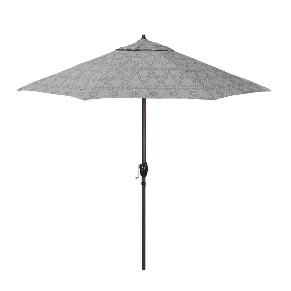 9 ft. Bronze Aluminum Market Patio Umbrella with Fiberglass Ribs Crank Lift Autotilt in Spiro Graphite Pacifica Premium price history on PriceWatchPro