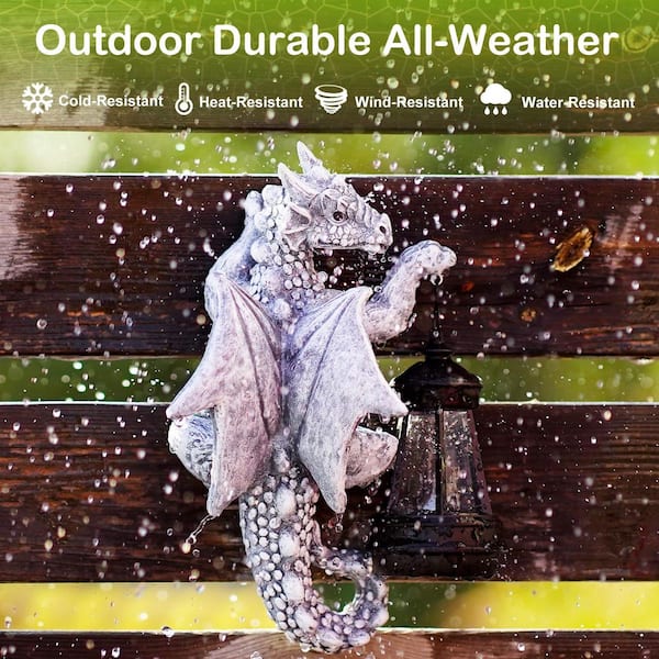 Goodeco Dragon Tree Hugger with Solar Lantern-9.3 Inch Resin