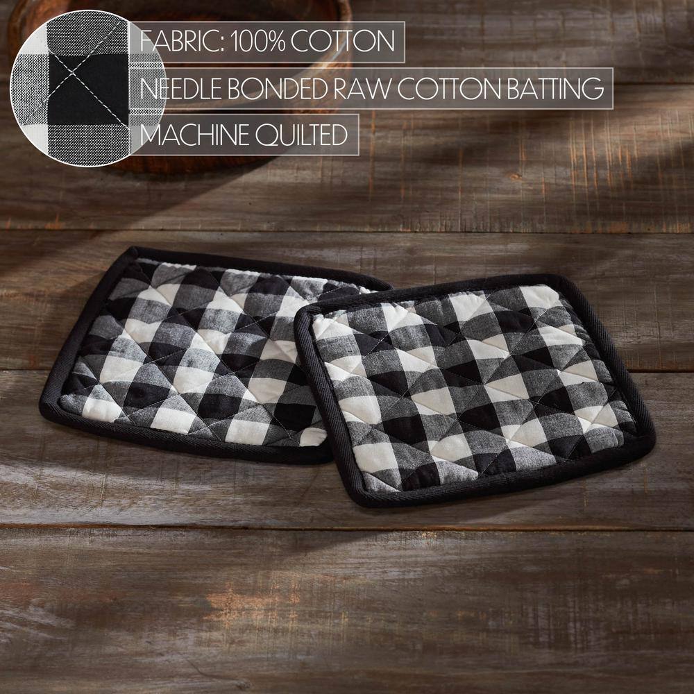 Annie Buffalo Check Black and White Cotton Pot Holder Set