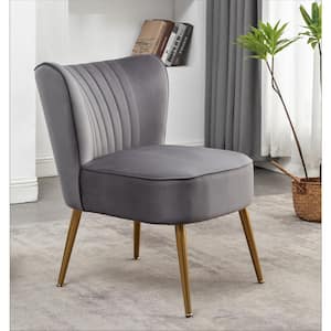 Us pride furniture Sauter 23.2 in. Wide Mid-Century Modern Gray Microfiber Accent Chair (Set of 1 )