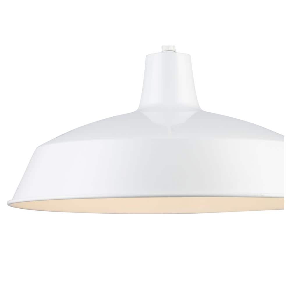 White Glass Bowl Farmhouse Pendant Light with LED Option