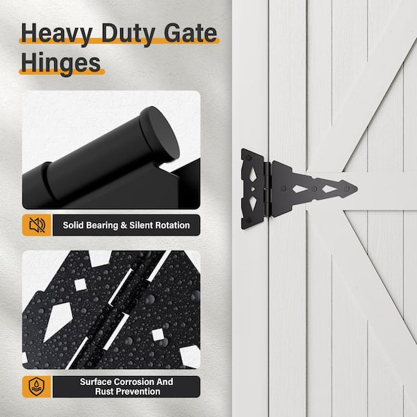 Black Gate Hinge and Latch Set Decorative Latch Gate Kit