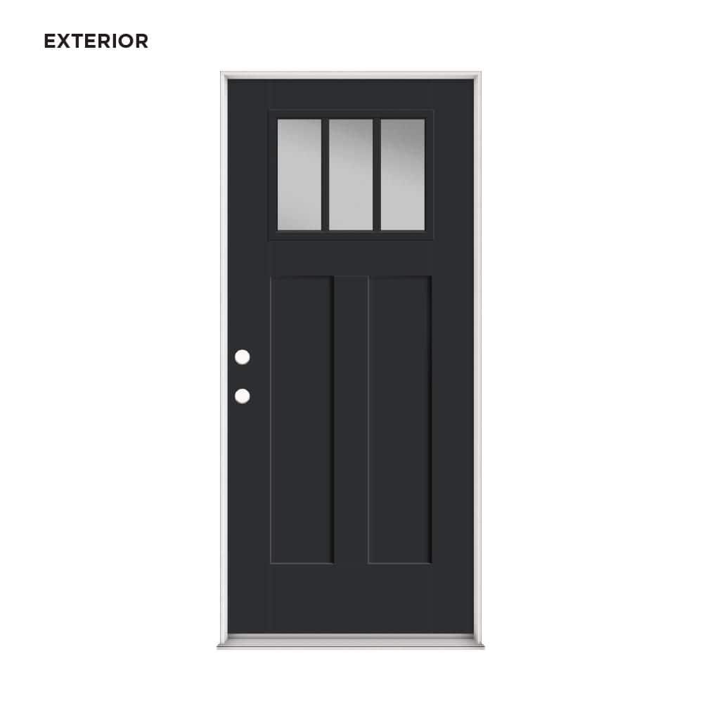 Masonite 36 in. x 80 in. Craftsman Right-Hand/Inswing 3 Lite Clear
