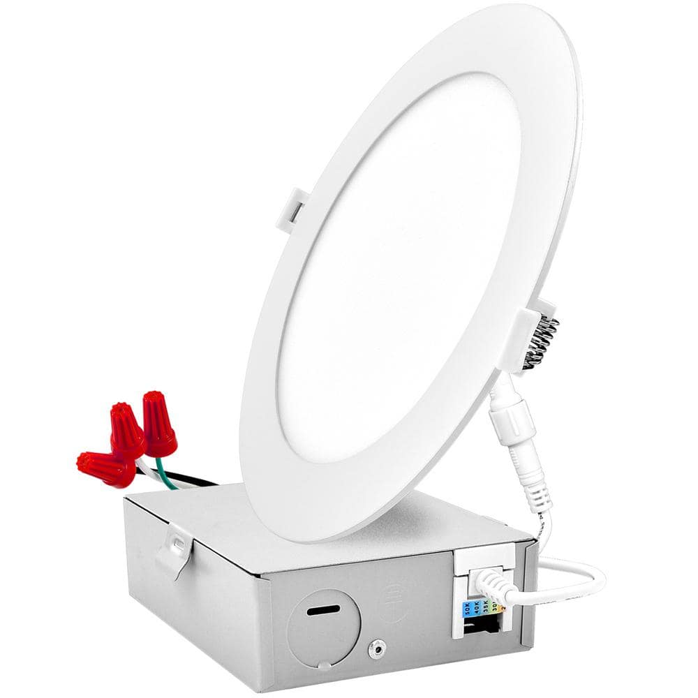 8 in. Canless Ultra Thin with J-Box 18-Watt CCT 2700K 3000K 3500K 4000K 5000K Remodel Integrated LED Recessed Light Kit price history on PriceWatchPro
