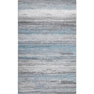 Emir Collection Modern Abstract Water-Repellent Turquoise 3 ft. 9 in. x 5 ft. 9 in. Area Rug (4 ft. x 6 ft.)
