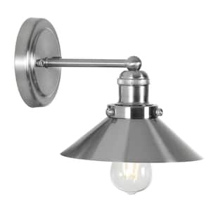 July 7.88 in. 1-Light Nickel Metal Shade Sconce