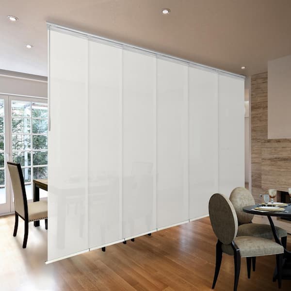 EMOH Dove 70 in.- 130 in. W x 116 in. L Adjustable 6-Panel Black Single Rail Panel Track with 23.5 in. Slates