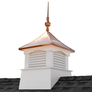 30 in. x 30 in. x 69 in. Coventry Vinyl Cupola with Victoria Copper Finial