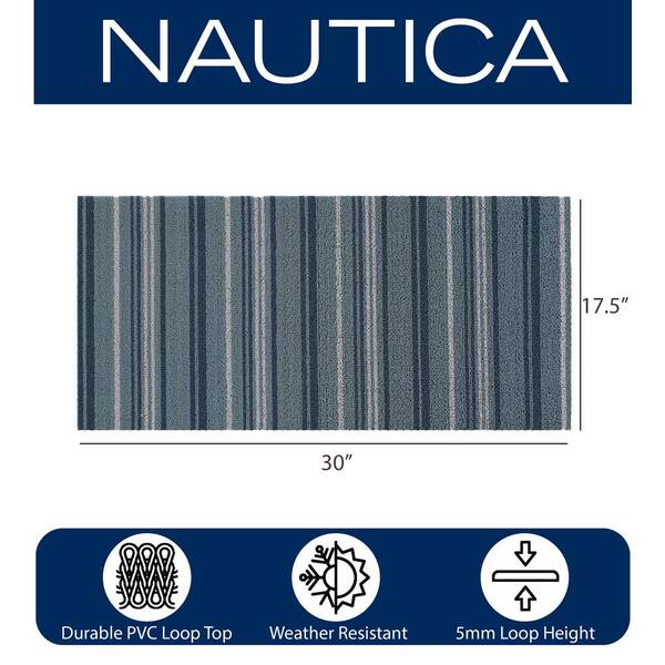 Nautica Blue Stripe 17.5 in. x 30 in. PVC Door Mat NAD016824 - The Home  Depot