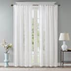 LICHTENBERG White Solid Rod Pocket Sheer Curtain - 50 in. W x 95 in. L ...