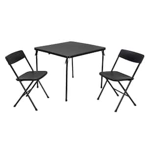 3-Piece Black Fold-in-Half Folding Table Set