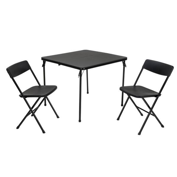 Cosco 3-Piece Black Fold-in-Half Folding Table Set