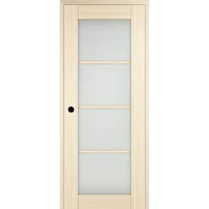Paola 8-Lite 28 in. x 80 in. Left-Hand Frosted Glass Bianco Noble Composite Solid Core Wood Single Prehung Interior Door