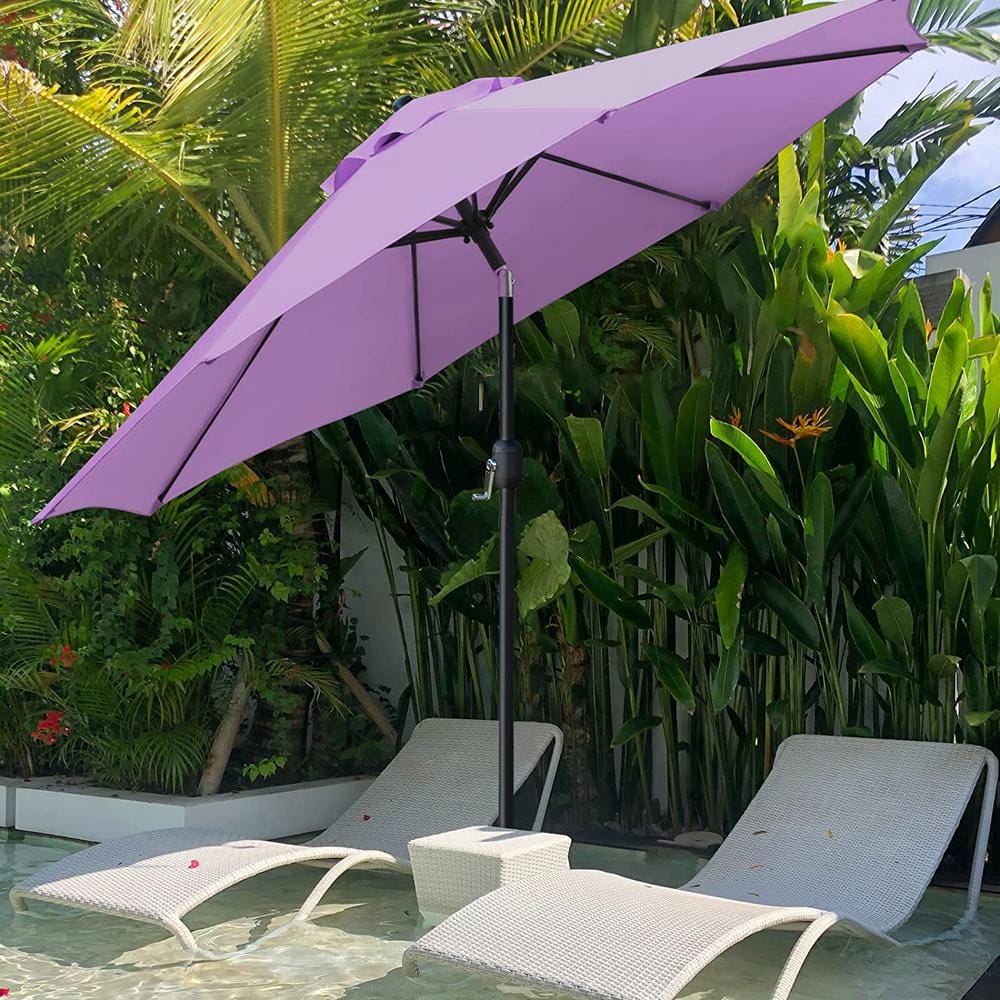9 ft. Purple Aluminum Market Patio Umbrella with Crank Lift