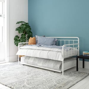 Windsor White Metal Twin Daybed with Trundle