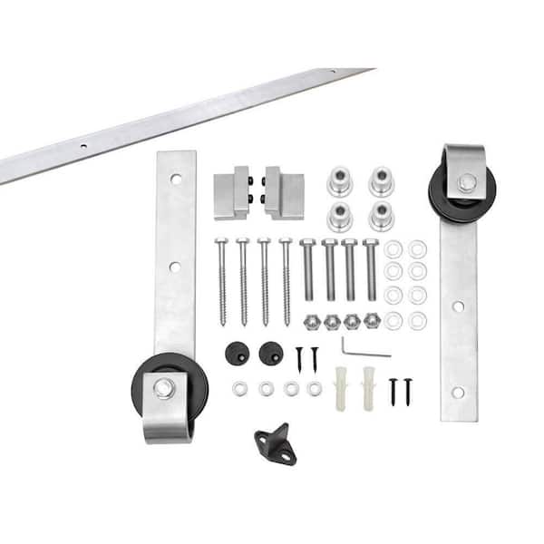 72 in. Stainless Steel Interior Modern Barn Door Closet Track and Hardware Kit 72 in. Stainless Steel Interior Modern Barn Door Closet Track and Hardware Kit
