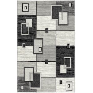 Montage Grey Large (8 ft. x 11 ft.) - 7 ft. 9 in. x 10 ft. 9 in. Modern Abstract Area Rug
