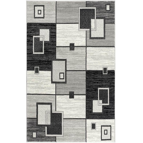 Rug Branch Montage Grey 2 ft. 3 in. x 12 ft. Modern Abstract Runner Area Rug