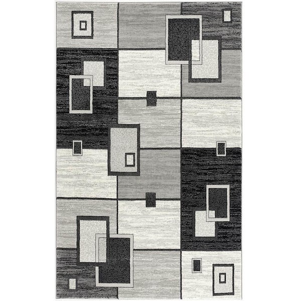 Rug Branch Montage Grey 2 ft. 8 in. x 10 ft. Modern Abstract Runner Rug