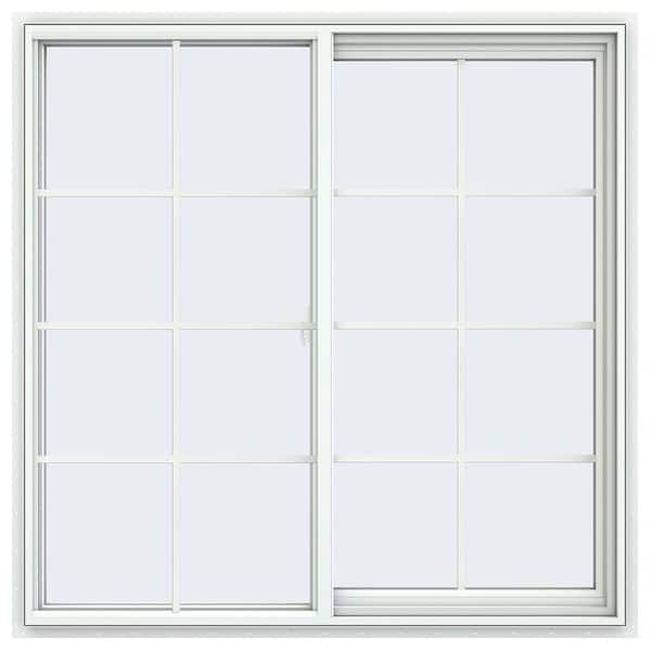 JELD-WEN 47.5 in. x 47.5 in. V-2500 Series White Vinyl Right-Handed Sliding Window with Colonial Grids/Grilles