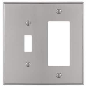 Ansley 2-Gang Brushed Nickel 1-Toggle/1-Rocker Cast Metal Wall Plate