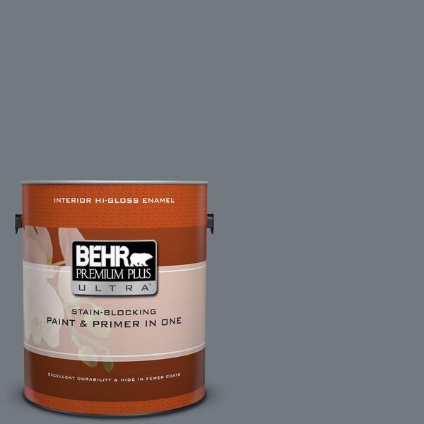 BEHR Premium Plus Ultra 1 gal. #N510-5 Liquid Mercury color Hi-Gloss Enamel Interior Paint and Primer in One