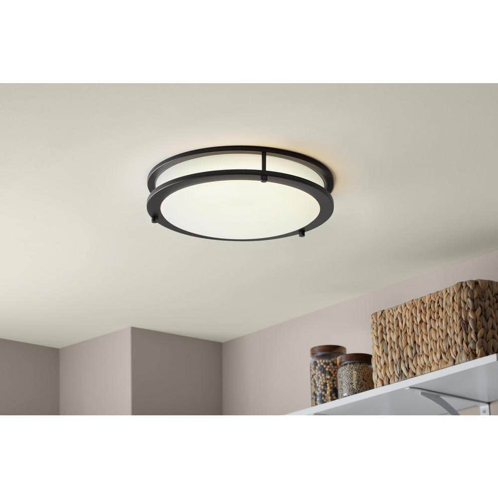 Flaxmere 14 in. Modern Satin Bronze Selectable 5 CCT Integrated LED Flush Mount for Kitchens or Bedrooms price history on PriceWatchPro