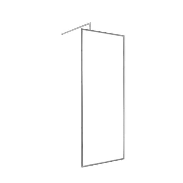 Mediterraneo 32 in. W x 76-3/4 in. H Fixed Shower Door Glass Panel in Chrome with Clear Glass