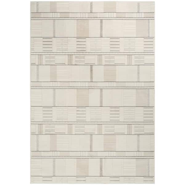 Nourison Nordic Ivory Grey 5 ft. x 7 ft. Geometric Contemporary Area Rug