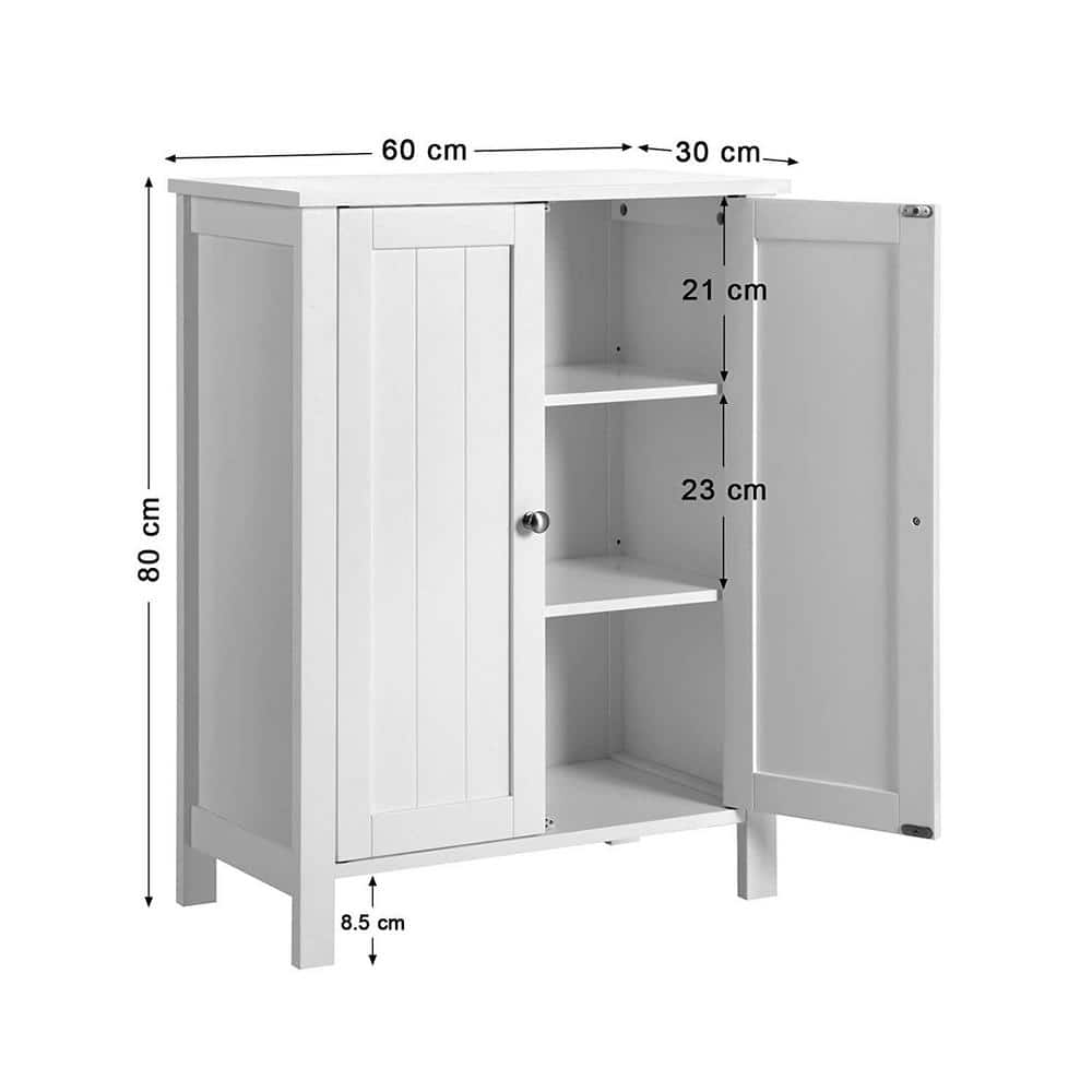 White MDF Bathroom Cabinet with Adjustable Shelves