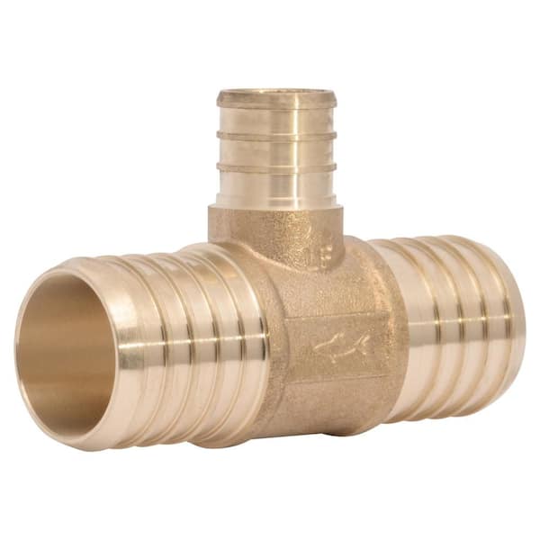1-1/4 in. x 1-1/4 in. x 3/4 in. PEX Barb Brass Reducing Tee Fitting