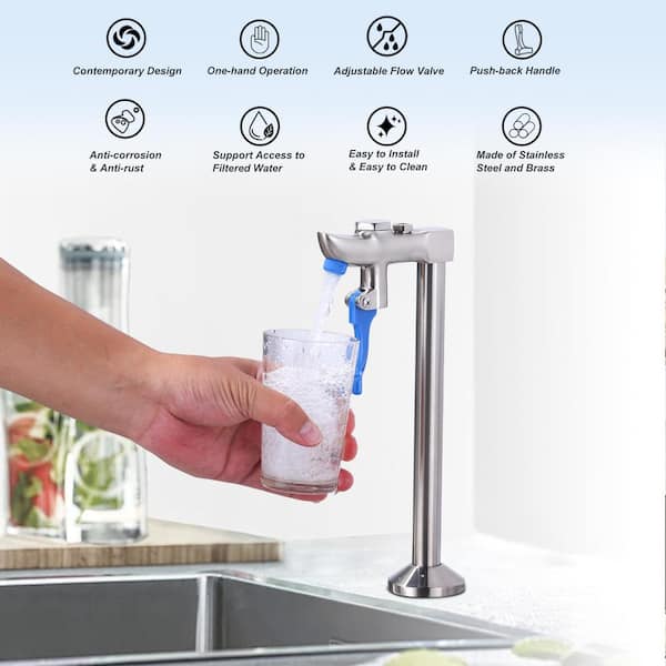 Brass 9 in. Commercial Deck Mounted Glass Filler Faucet, High Arc Glass Filling Faucet in Brushed Nickel