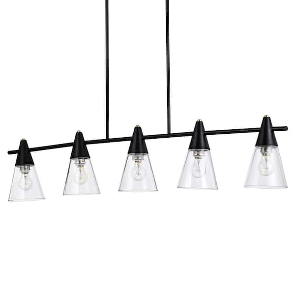 Warehouse of Tiffany Mooncheeks 10 in. 5-Light Indoor Matte Black Finish Chandelier with Light Kit