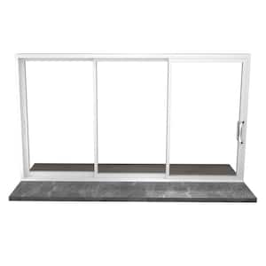 144 in. x 96 in. Matte White Universal Handing Aluminum Sliding Patio Door with Aluminum Frame and Lockset