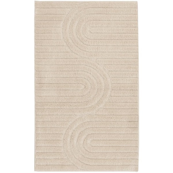 StyleWell Oathil 2.5 ft. x 4 ft. Cream Geometric Polyester Area Rug
