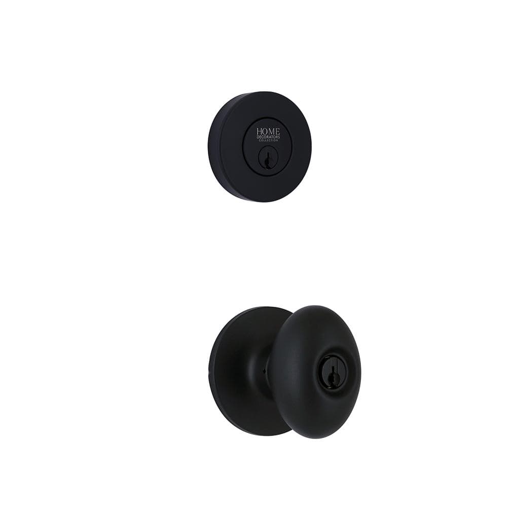 Beale Matte Black Single Cylinder Door Knob Combo Pack Featuring Dual Keywa