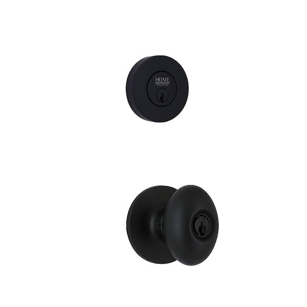 Beale Matte Black Single Cylinder Door Knob Combo Pack Featuring Dual Keyway